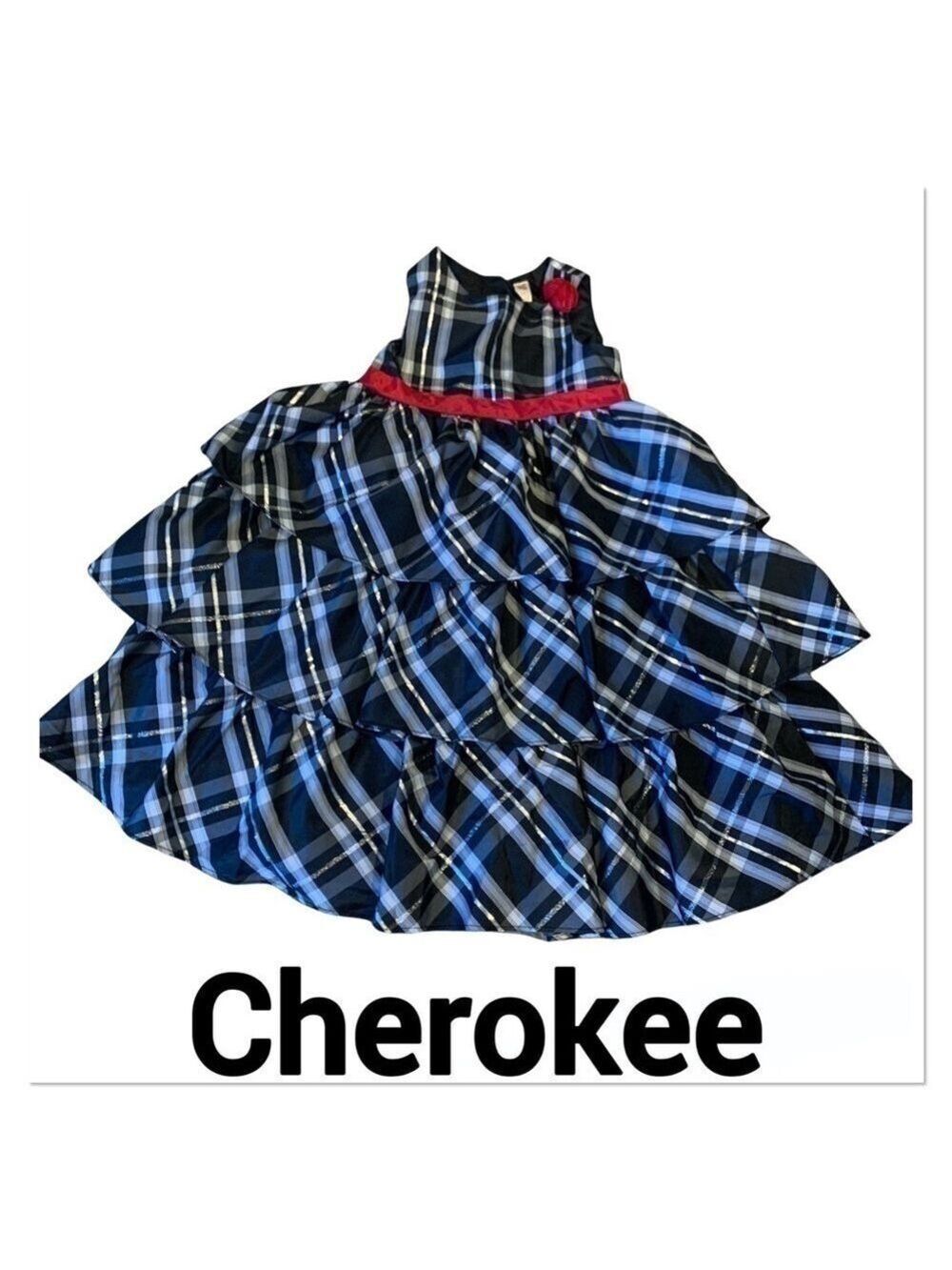 CHEROKEE Black & White Plaid Ruffled Sleeveless Fancy Dress size 5T